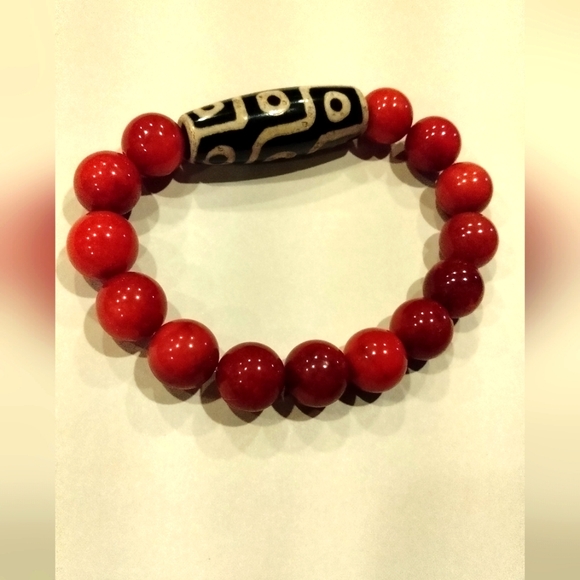 Red Coral Bead Bracelets. Handmade. - Picture 3 of 5